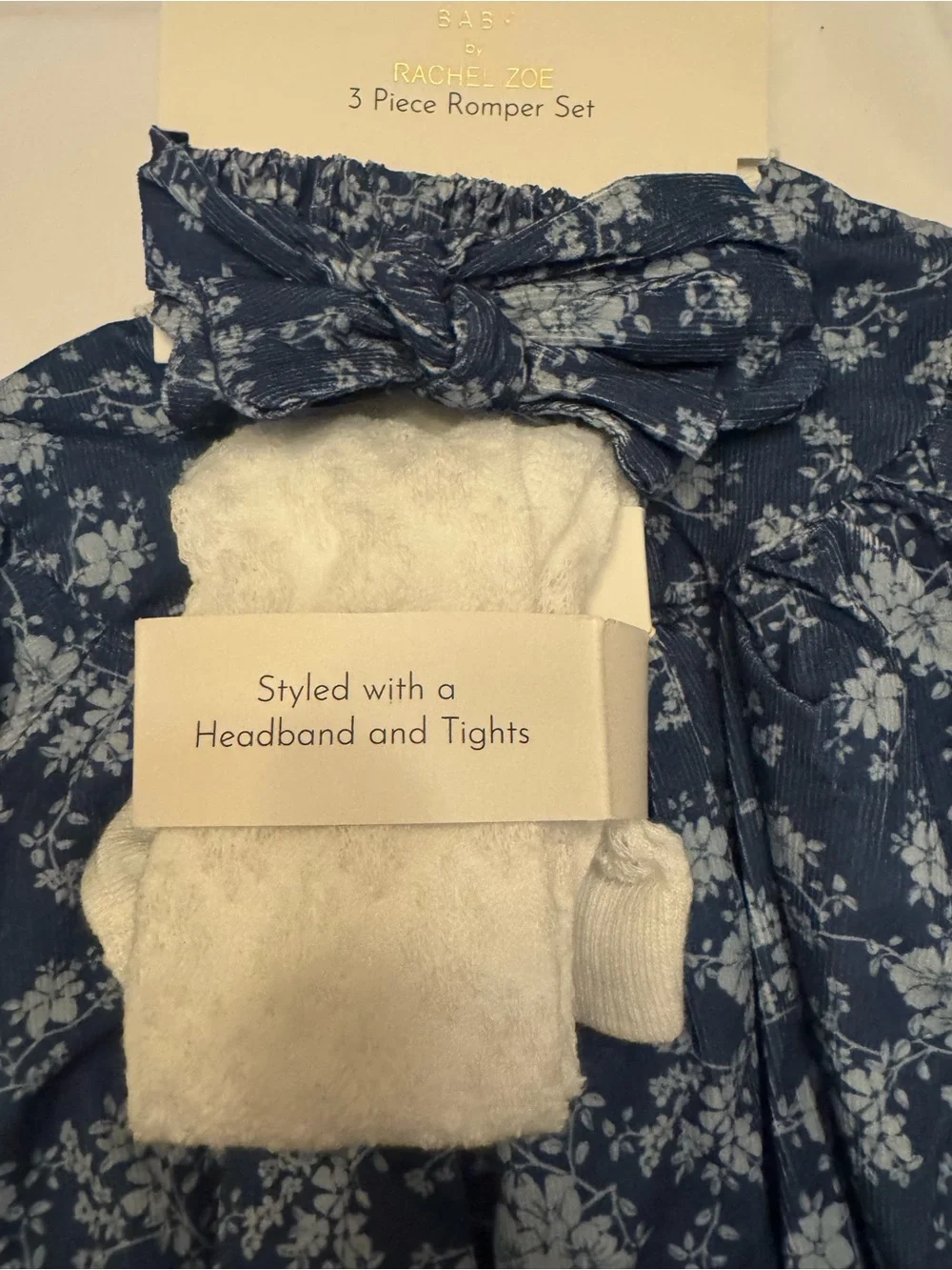 Rachel Zoe Baby Navy Floral Long-Sleeve Bubble 3pc Set